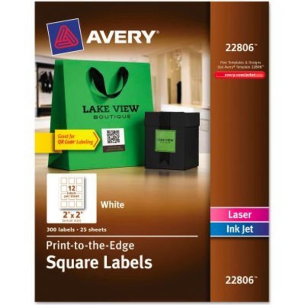 Avery Avery® Print-To-The-Edge Easy Peel Labels with TrueBlock, 2 x 2, White, 300/Pack 22806